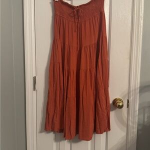 Haef Orange Smocked Maxi Skirt
